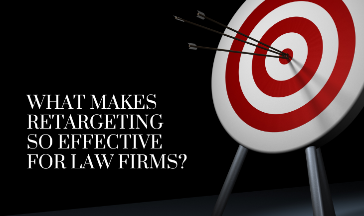 There is a large target with three arrows on the bullseye. Beside the target is the article title, "What Makes Retargeting So Effective for Law Firms."